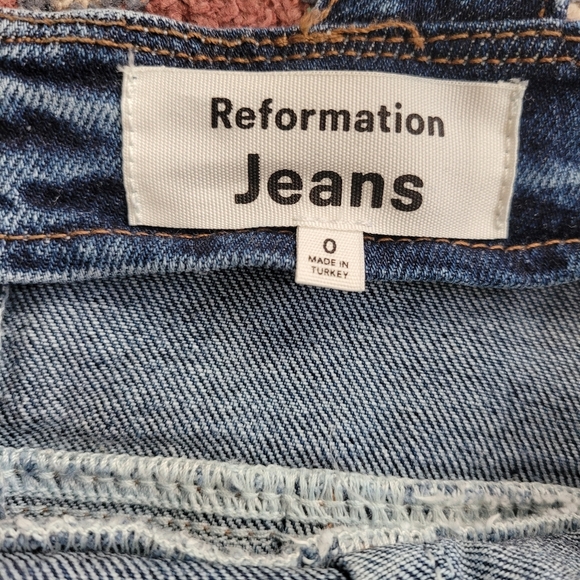 Reformation Jeans Lizzie Denim Dress Blue Size 0 Mini Back Zip Up - Picture 5 of 11